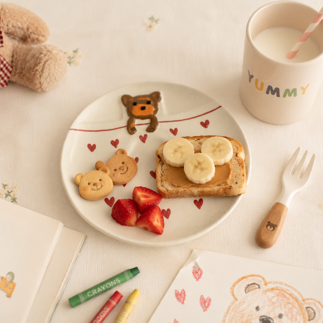 Sleeping Teddy Ceramic plate ( dark print )