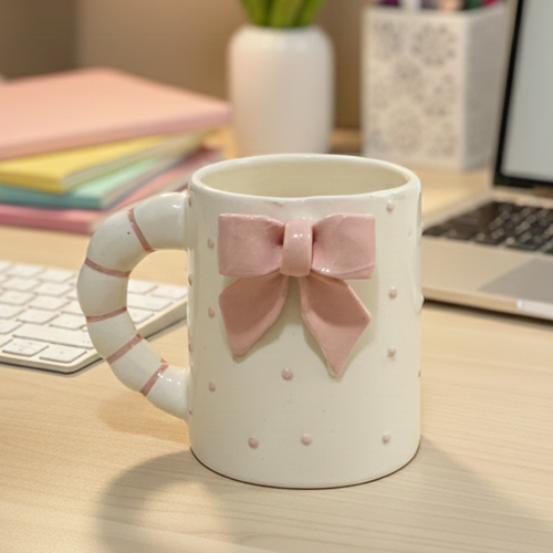 coquette bow coffee mug India aesthetic