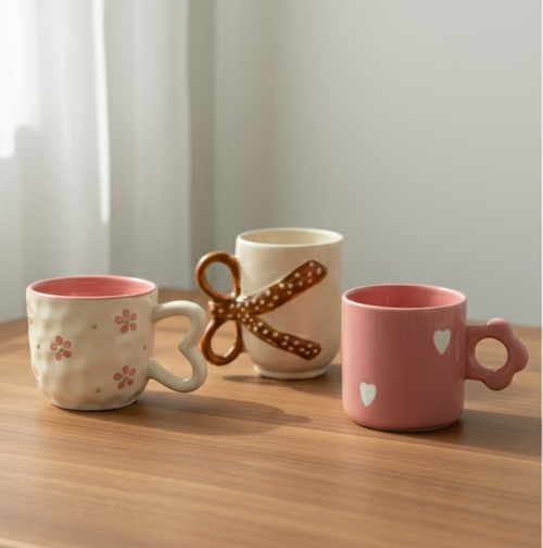 Set of 3 cute Ceramic mugs buy now online india dyllydally.in