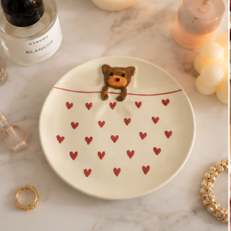 Sleeping Teddy Ceramic plate ( dark print )