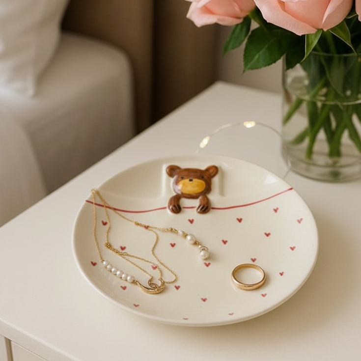 The teddy-in-bed plate