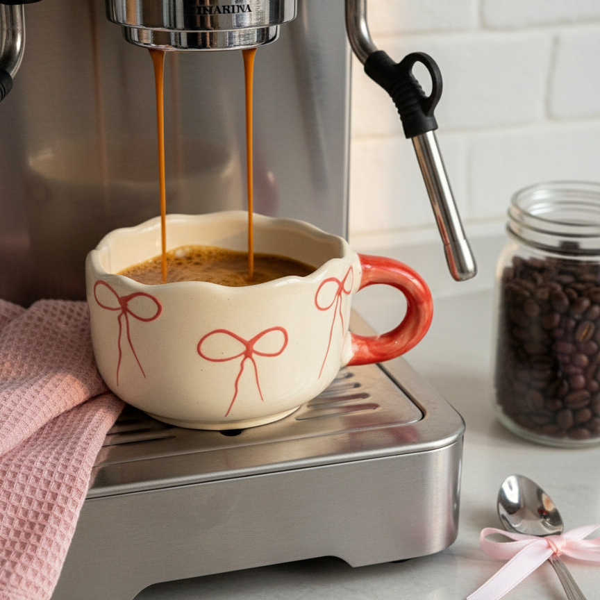 Coquette ribbon Scalloped  mug / breakfast bowl