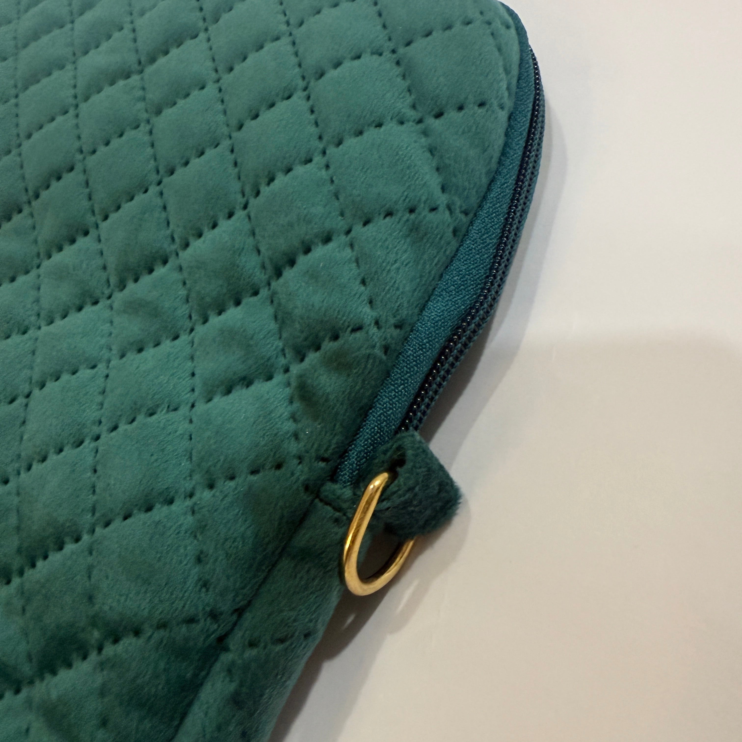 Teal Suede Padded Laptop Sleeve (Up to 15 Inch) Quilted & Water Resistant - Dylly Dally