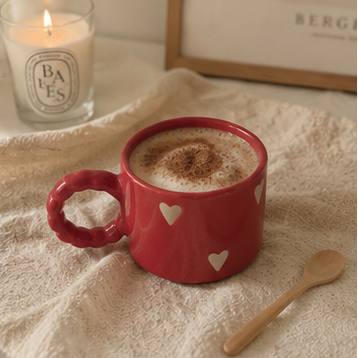 red hearts ceramic mug