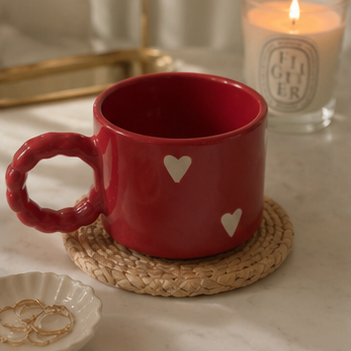 Red mug with heart 
