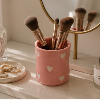 pink hearts ceramic tumbler