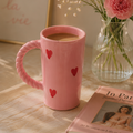 pink hearts tall ceramic mug