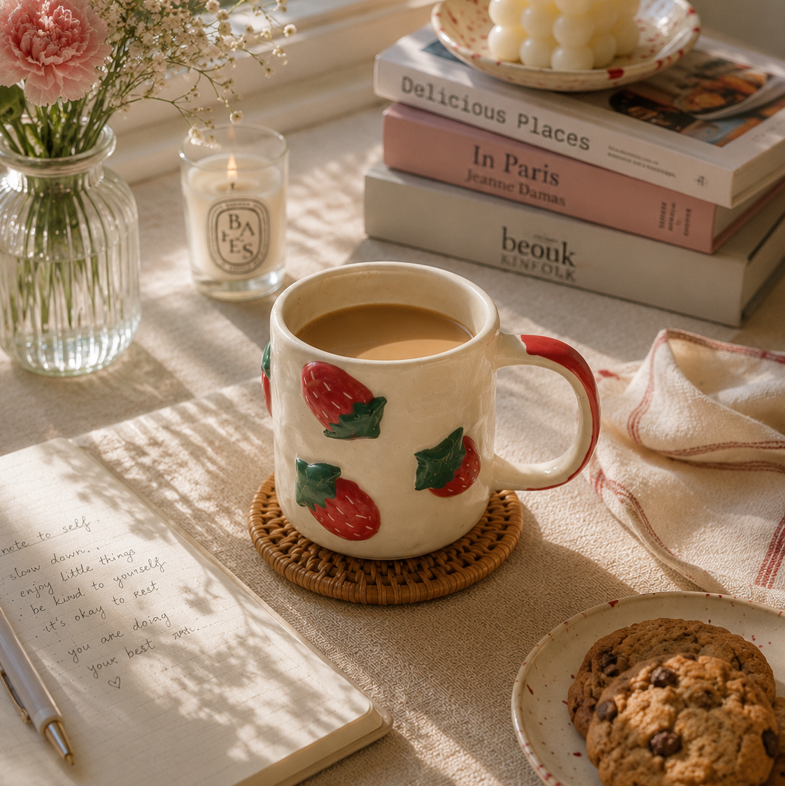 3D strawberry ceramic mug