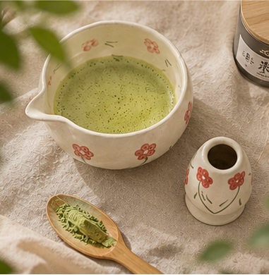 Floral Matcha Bowl Set