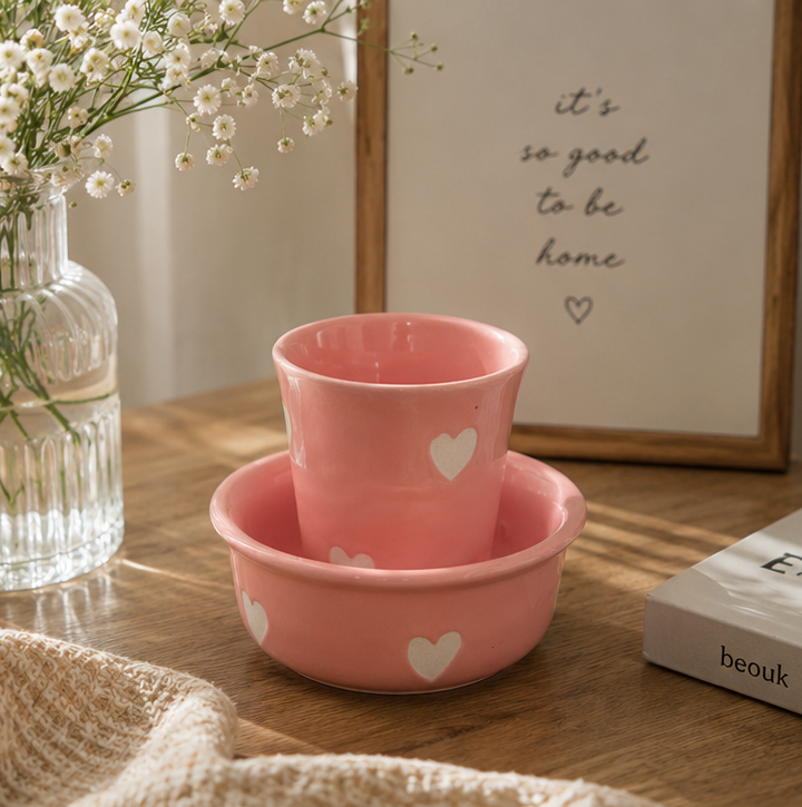 Pink Heart Filter Coffee Set