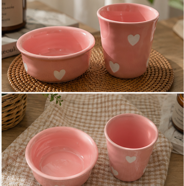 Pink Heart Filter Coffee Set