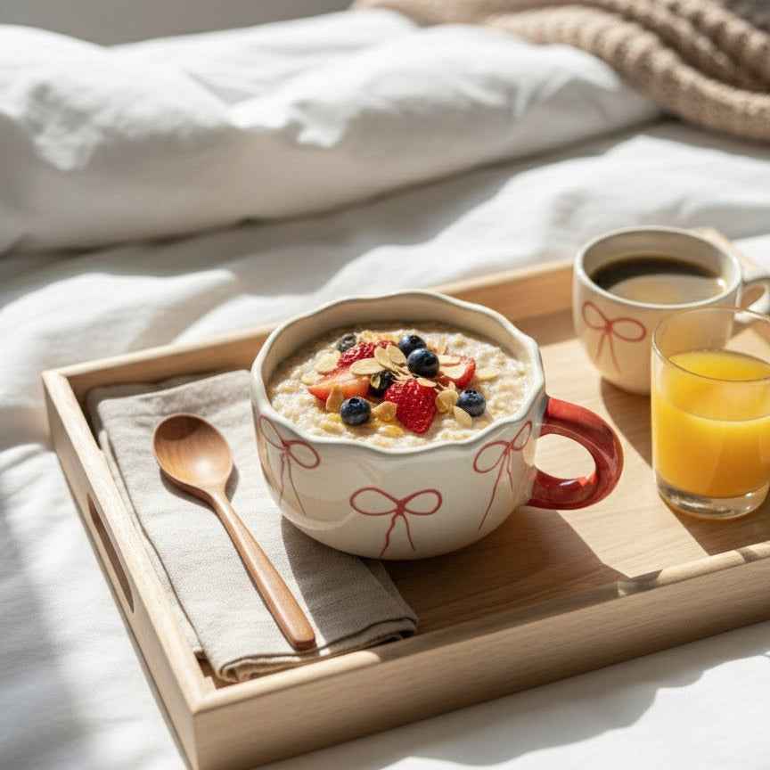 Coquette ribbon Scalloped  mug / breakfast bowl