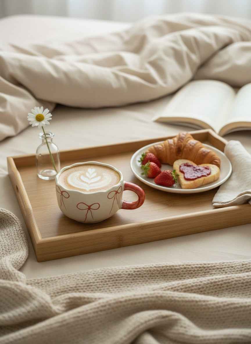 Coquette ribbon Scalloped  mug / breakfast bowl