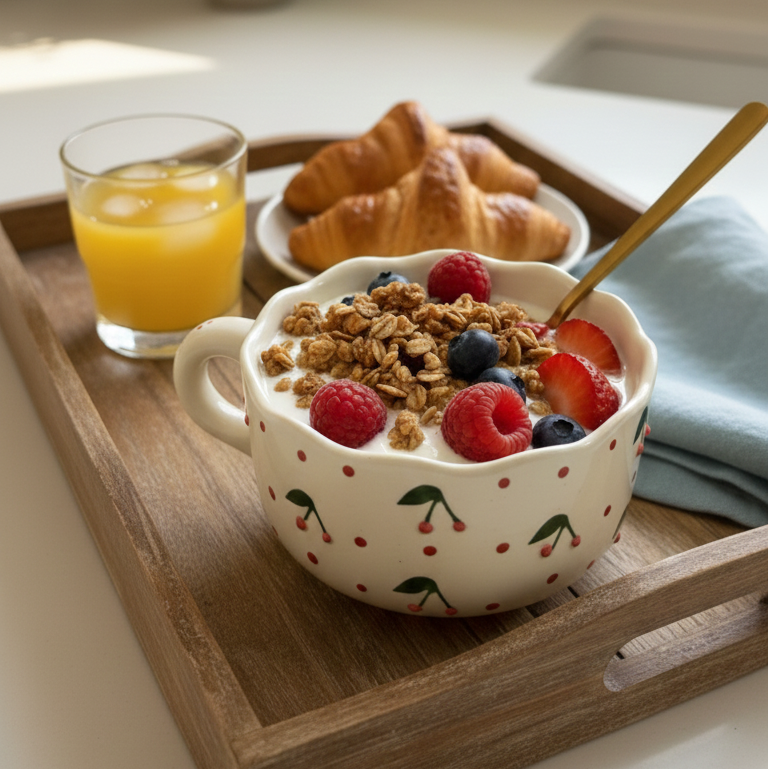 Sweet cherry Scalloped  mug / breakfast bowl