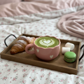 Pink hearts Scalloped  mug / breakfast bowl