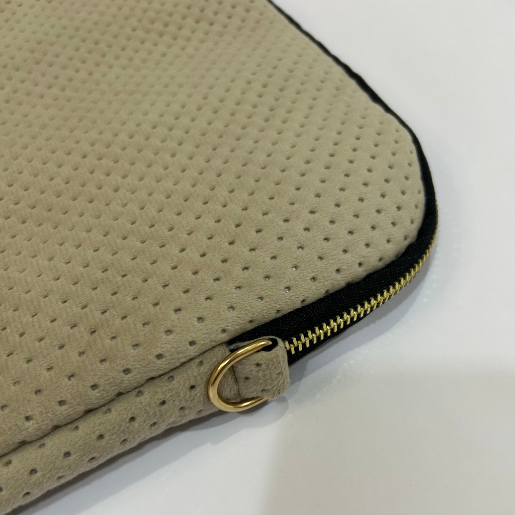 Dotted Suede Laptop Sleeve – Vertical Zip, Waterproof Lined (Up to 15 Inch) - Dylly Dally