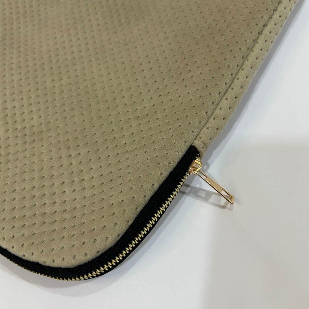 Dotted Suede Laptop Sleeve – Vertical Zip, Waterproof Lined (Up to 15 Inch) - Dylly Dally