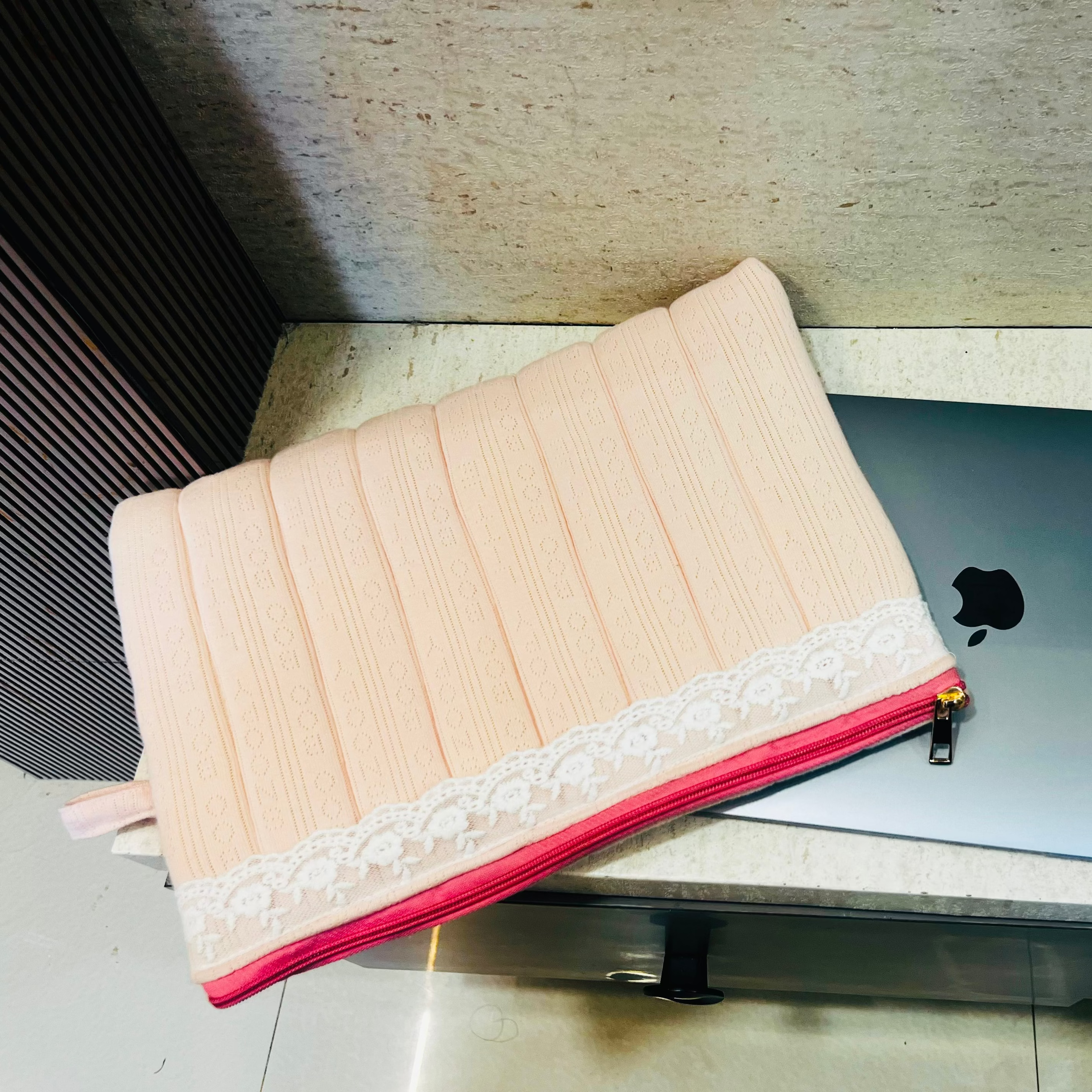 Pink Quilted Zipper Sleeve / Pouch |  Soft Padded Multi-Use Organizer - Dylly Dally